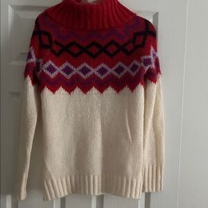 SO Cozy Red and Cream Women's Sweater